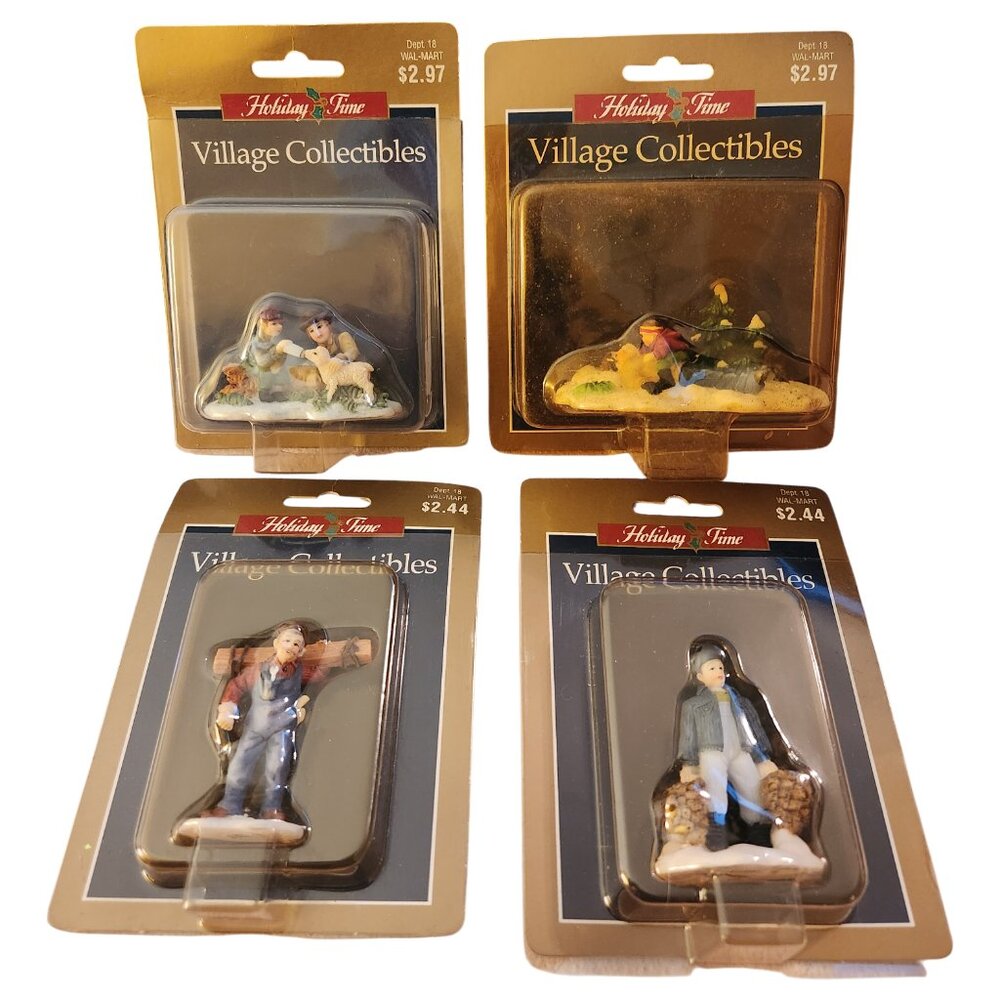 Holiday Time Christmas Village Collectibles- Outdoor Scenes Lot (4)